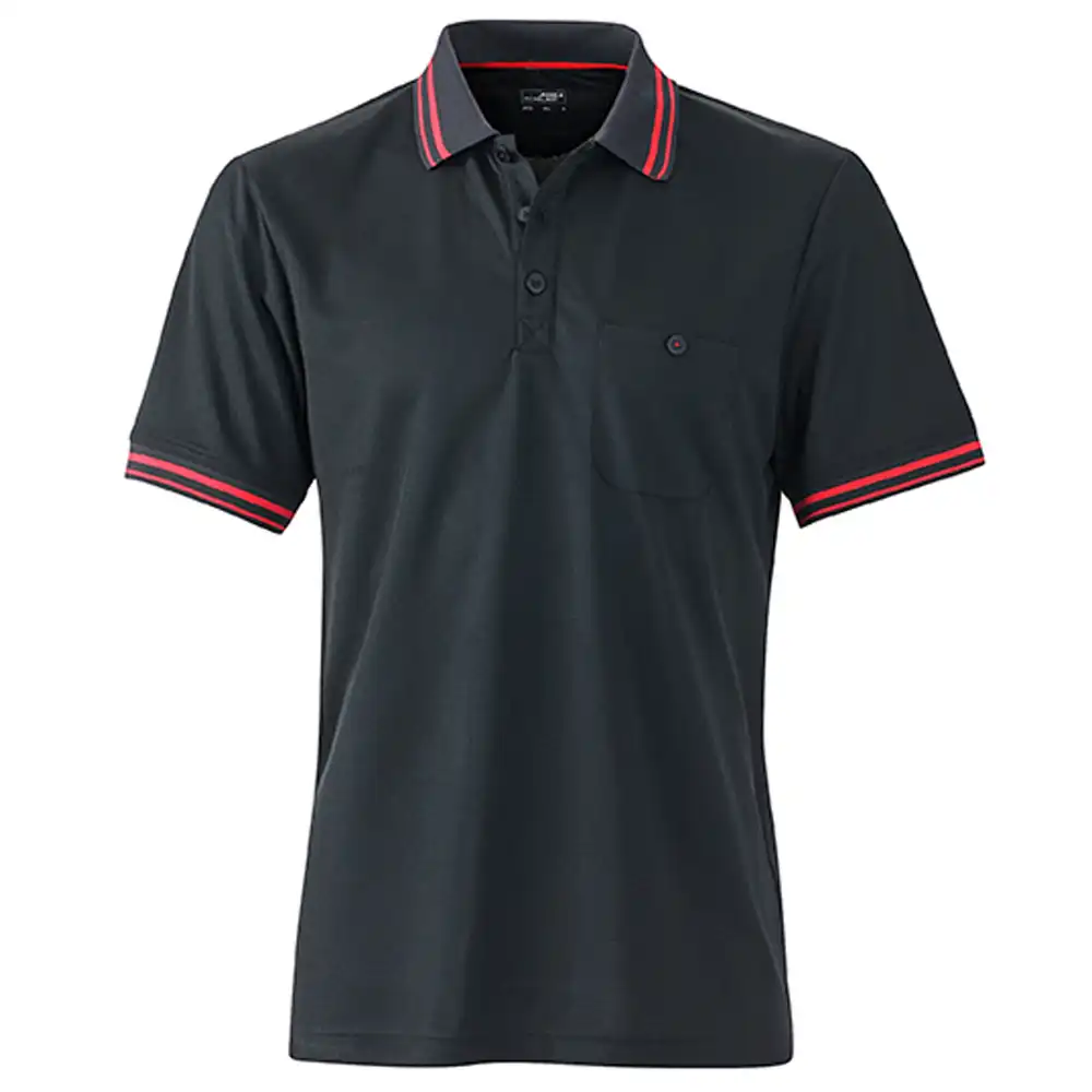 Polo-Shirt "JN702" in black/red, 3XL - Bild 1