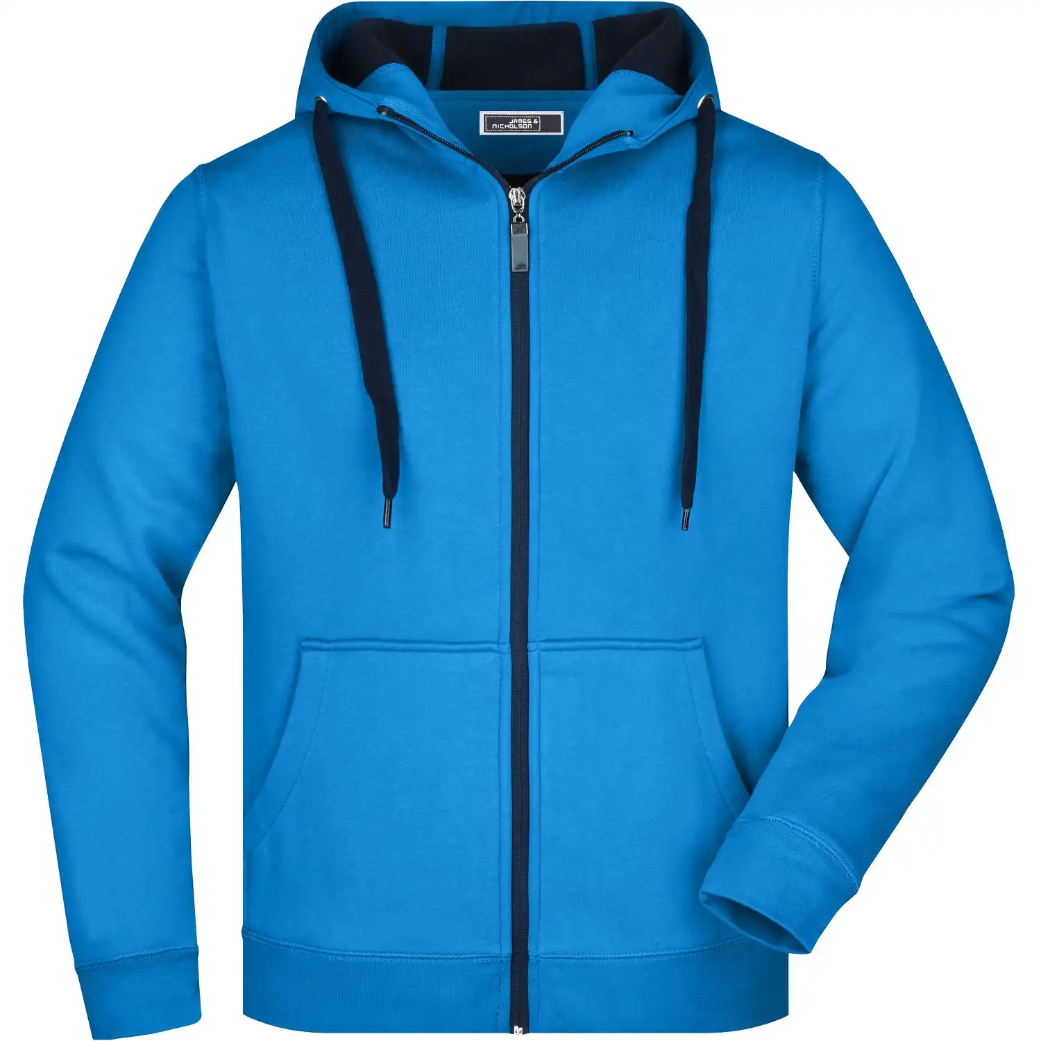 Kapuzen-Sweatjacke Doubleface "JN355" in azur, L - Bild 1