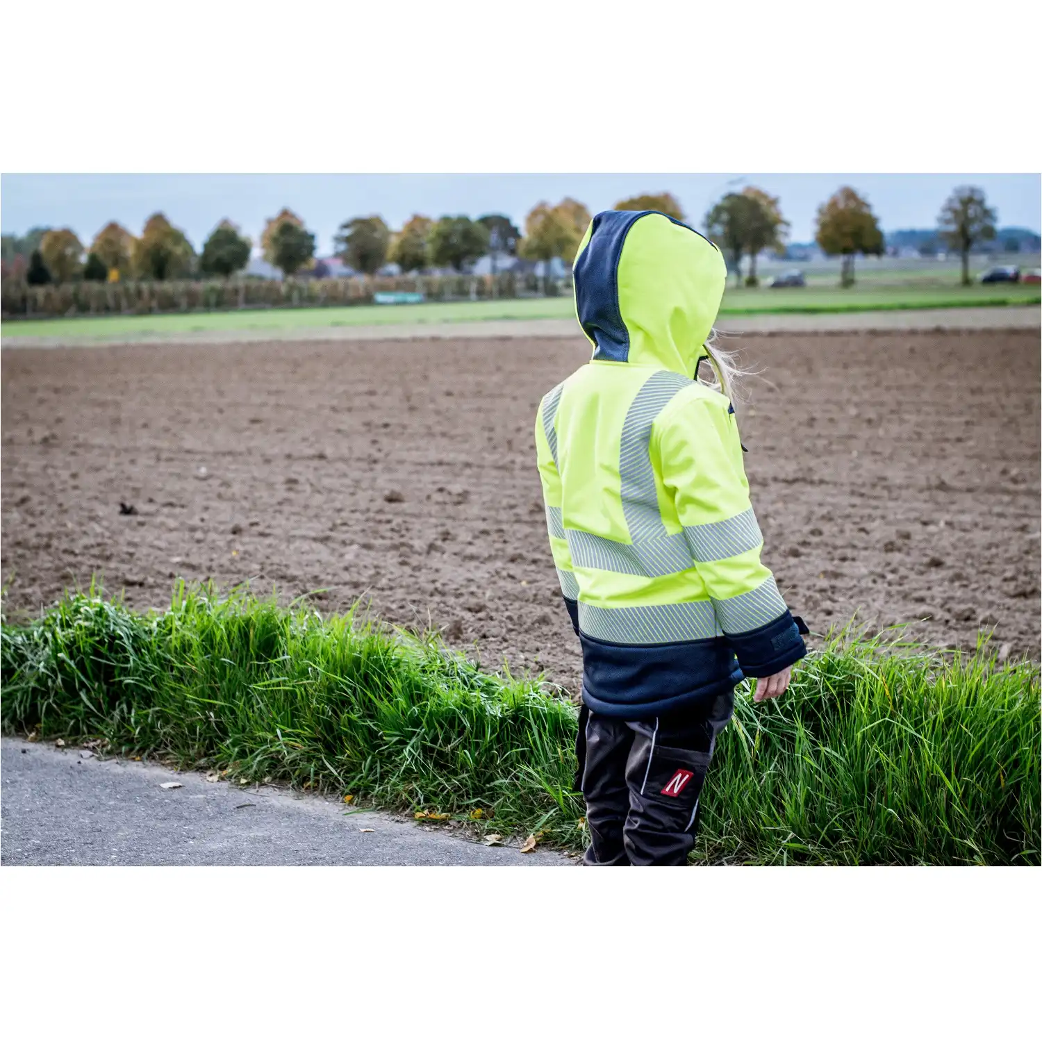 Kinder Hi-Viz Winter Softshelljacke "MOTION TEX KIDS" gelb in 110/116 - Thumbnail 3