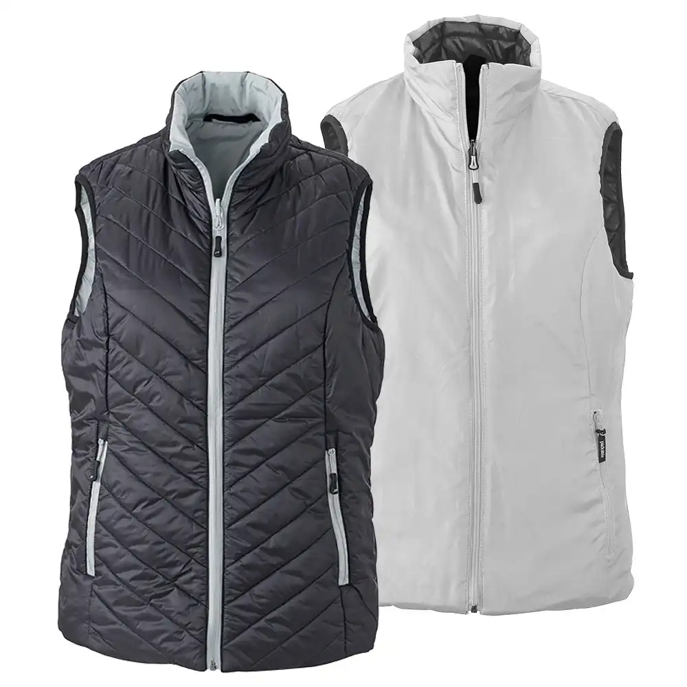 Damen Wende-Steppweste "JN1089" in black/silver, L - Bild 1