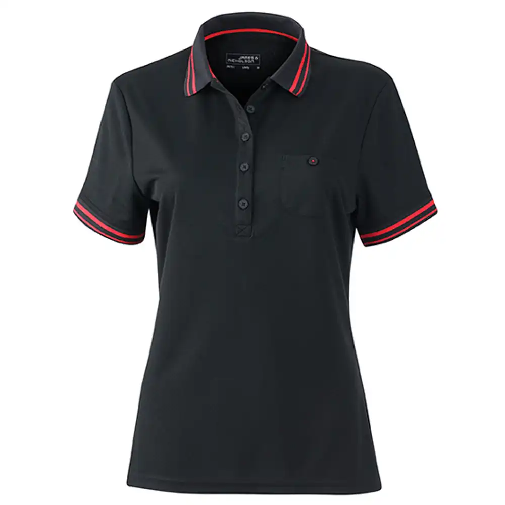 Damen Polo-Shirt "JN701" in black/red, L - Bild 1
