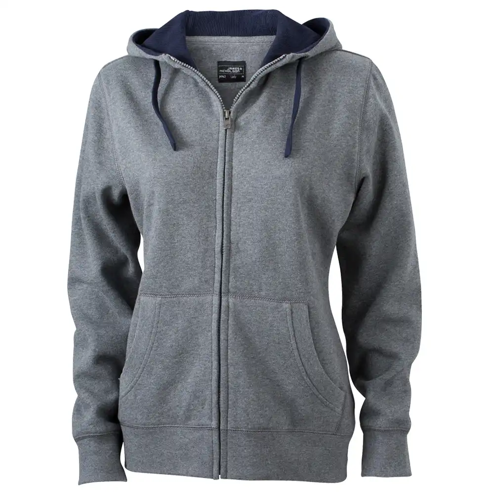 Damen Lifestyle Kapuzen-Sweatjacke "JN962" in grey-melange, XXL - Bild 1