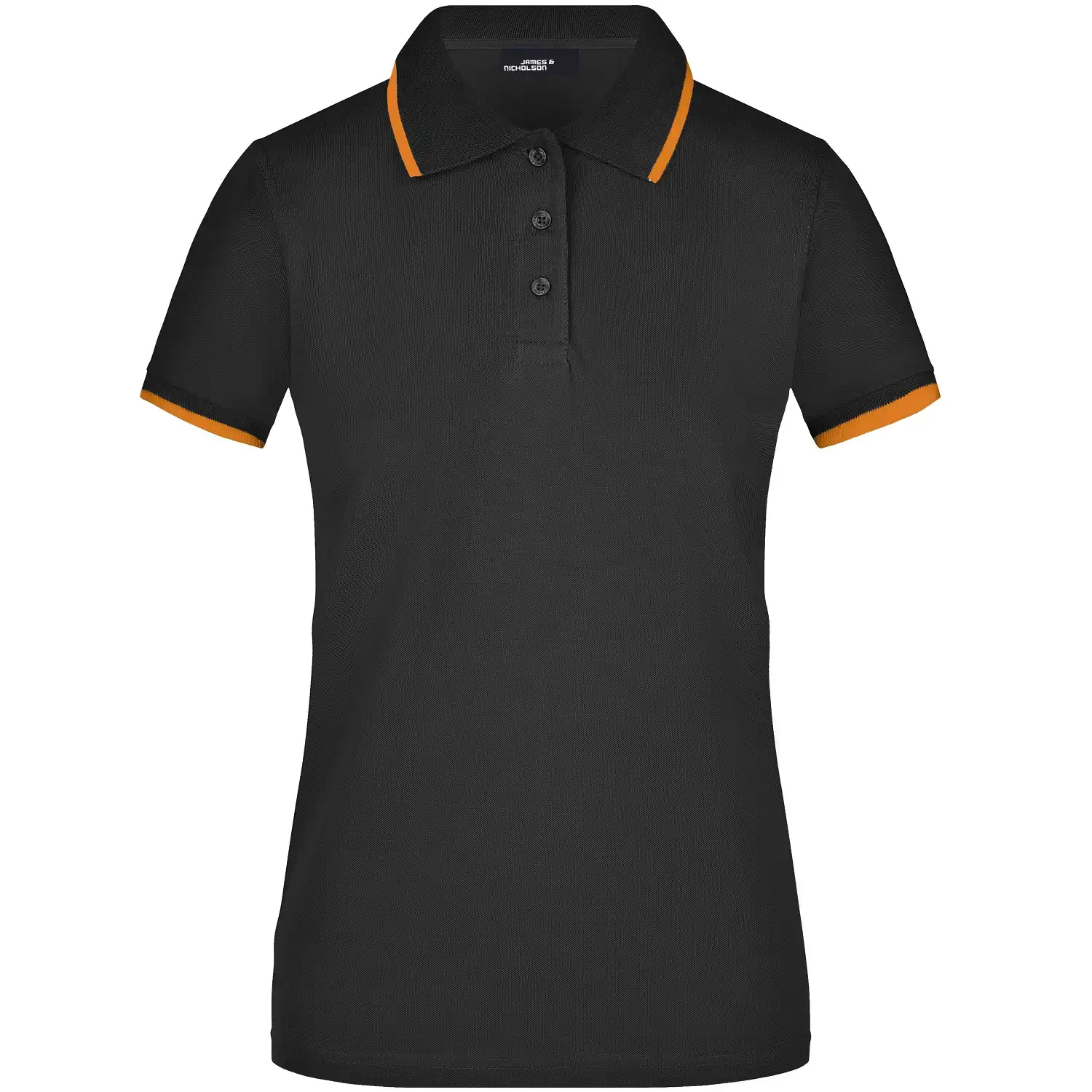 Damen Polo-Shirt Tipping "JN934" in black/orange, L - Bild 1