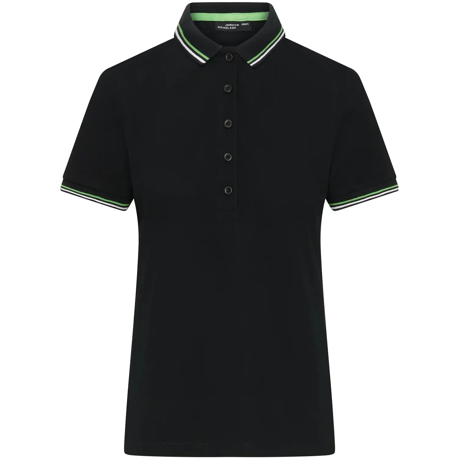 Damen Polo-Shirt "JN1305" in black/white/lime-green, L - Thumbnail 1