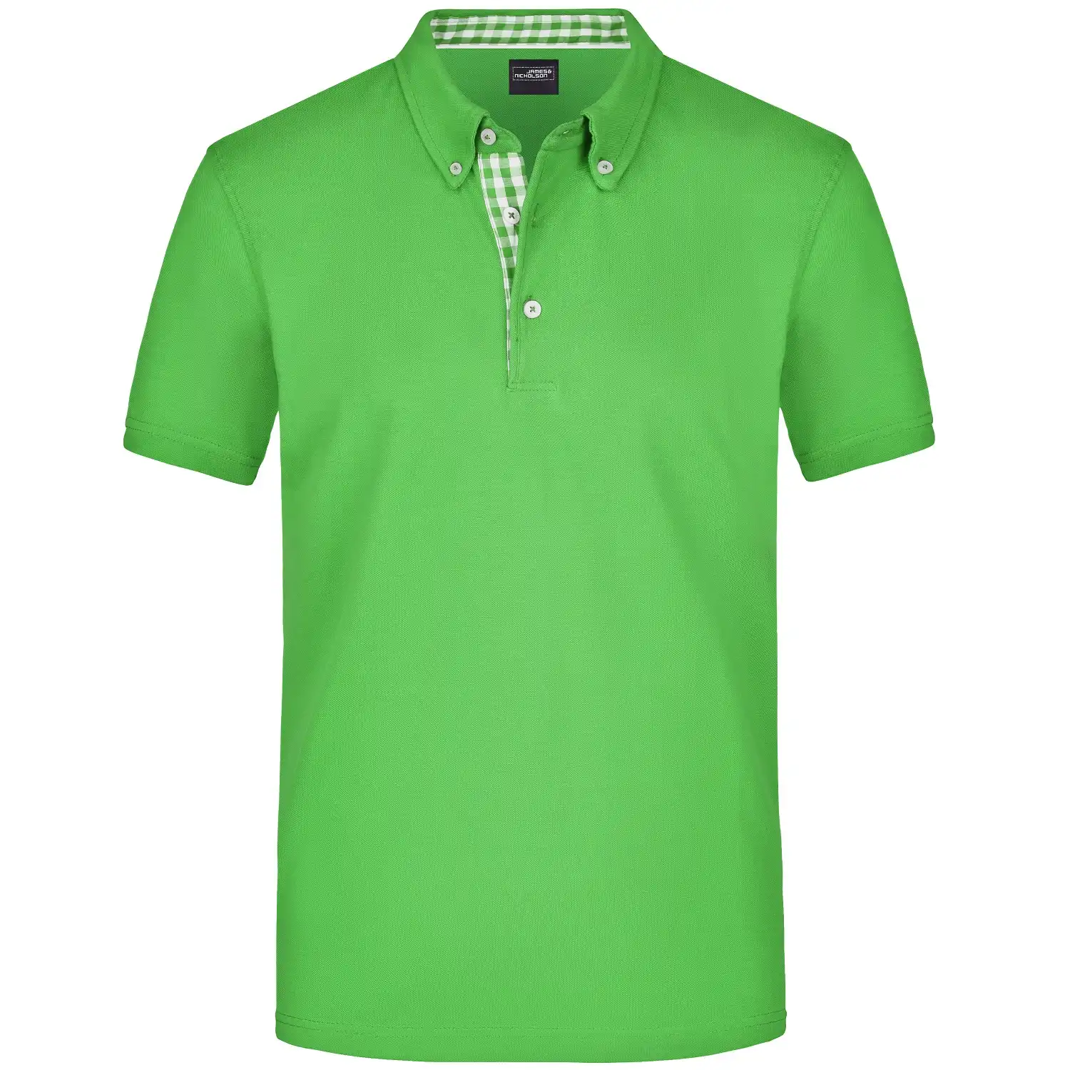 Polo-Shirt Plain "JN964" in lime/lime-white, XL - Bild 1