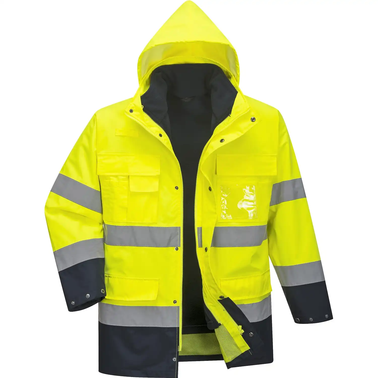 Warnschutz Regenjacke 3in1 "S162" Lite in gelb/marine, L - Thumbnail 1