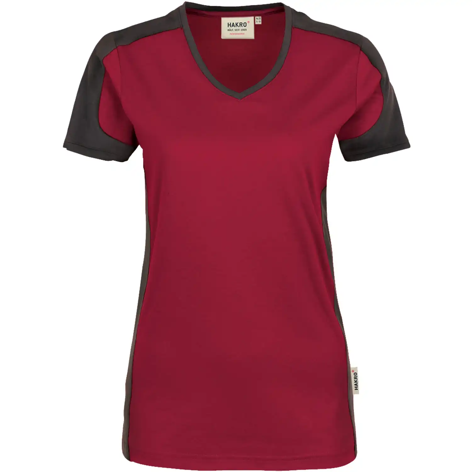 Damen V-Shirt "CONTRAST PERFORMANCE" 190 in weinrot, M - Bild 1