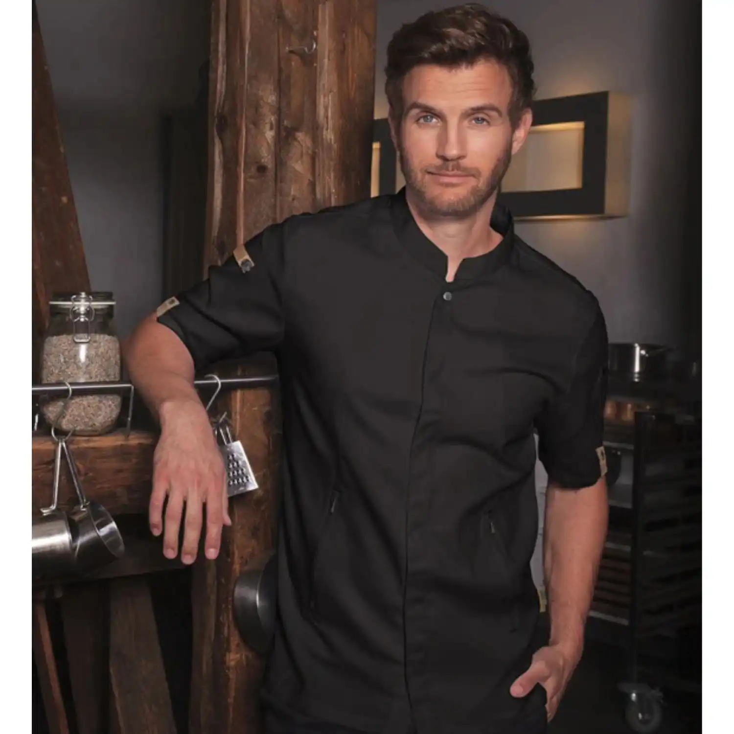 Herren Kochjacke "JM 36" in schwarz, 74 - Thumbnail 8