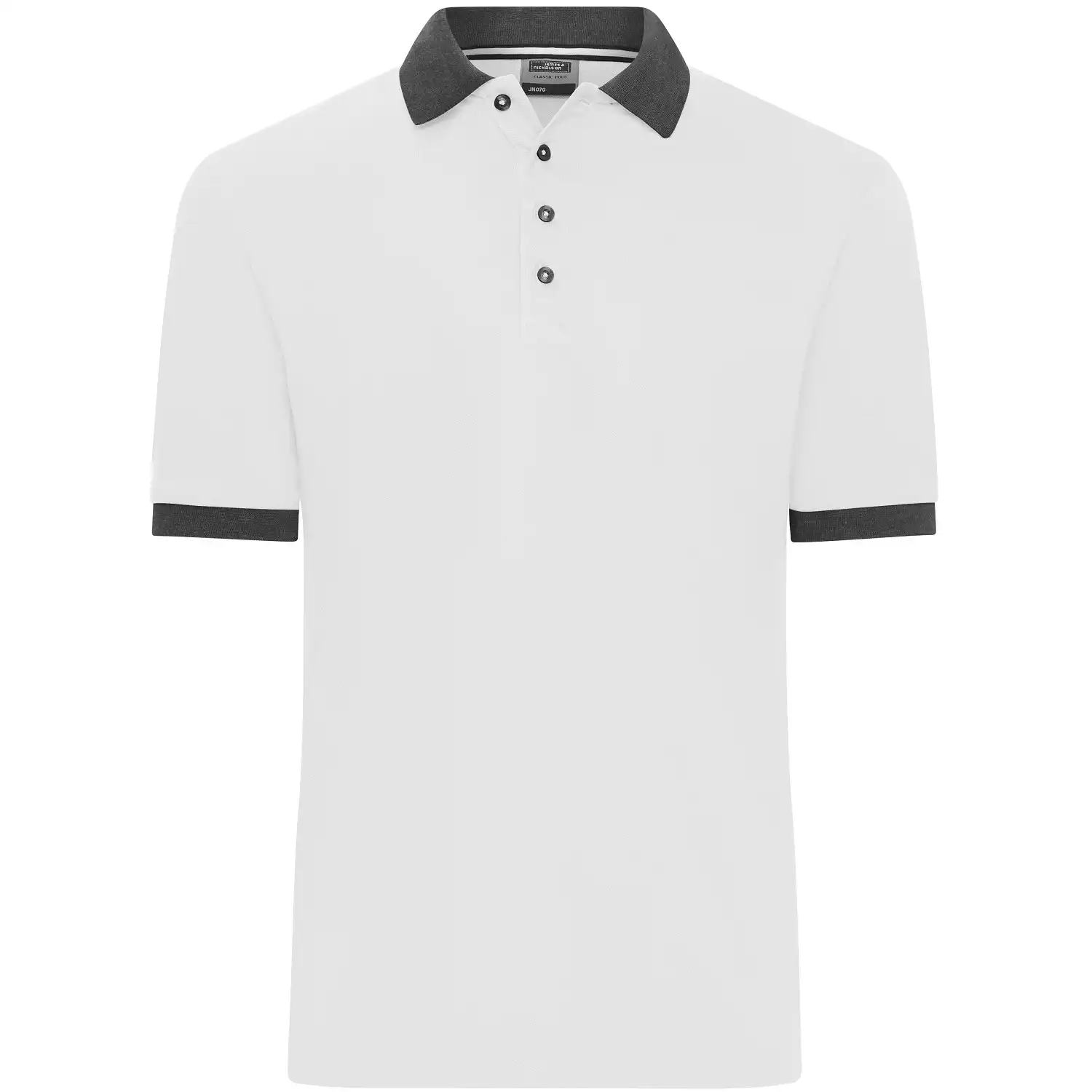 Polo-Shirt "JN1304" in white/anthracite-melange, S - Thumbnail 1