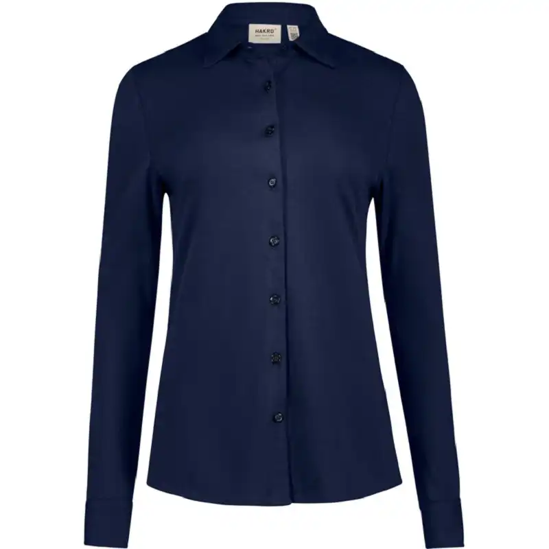 Bluse "COTTON TEC" 136 langarm in tinte, M - Thumbnail 1