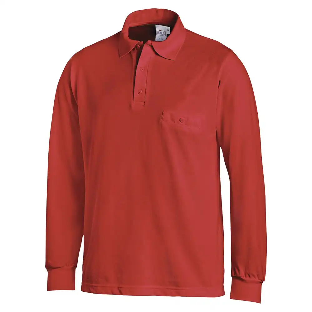 Langarm-Poloshirt "08/841" in Rot, L - Bild 1