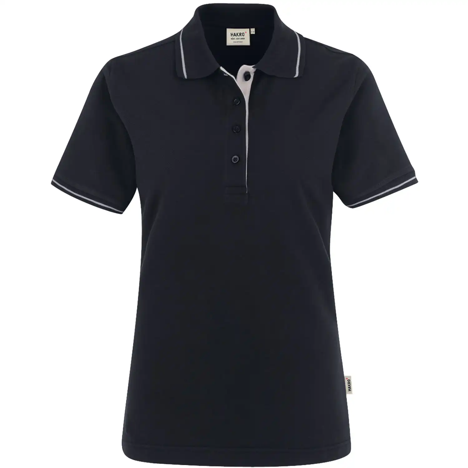 Damen Contrast Polo-Shirt "Casual" 203 in schwarz, L - Bild 1