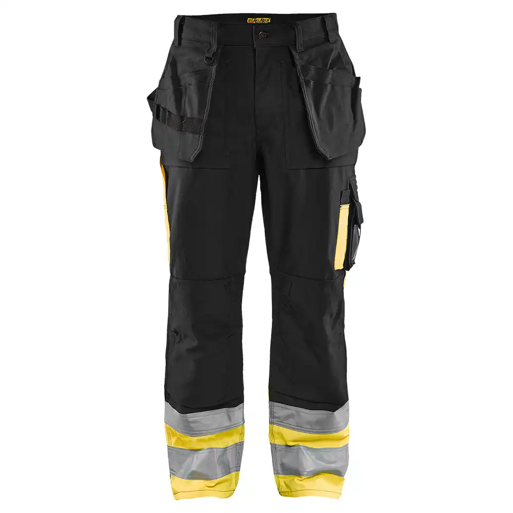 Warnschutz Handwerkerhose "1529" 100% Baumwolle in schwarz/gelb, C146 - Bild 1