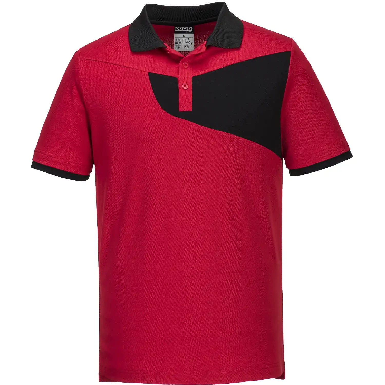 Polo-Shirt "PW210" PW2 in rot/schwarz, S - Thumbnail 1