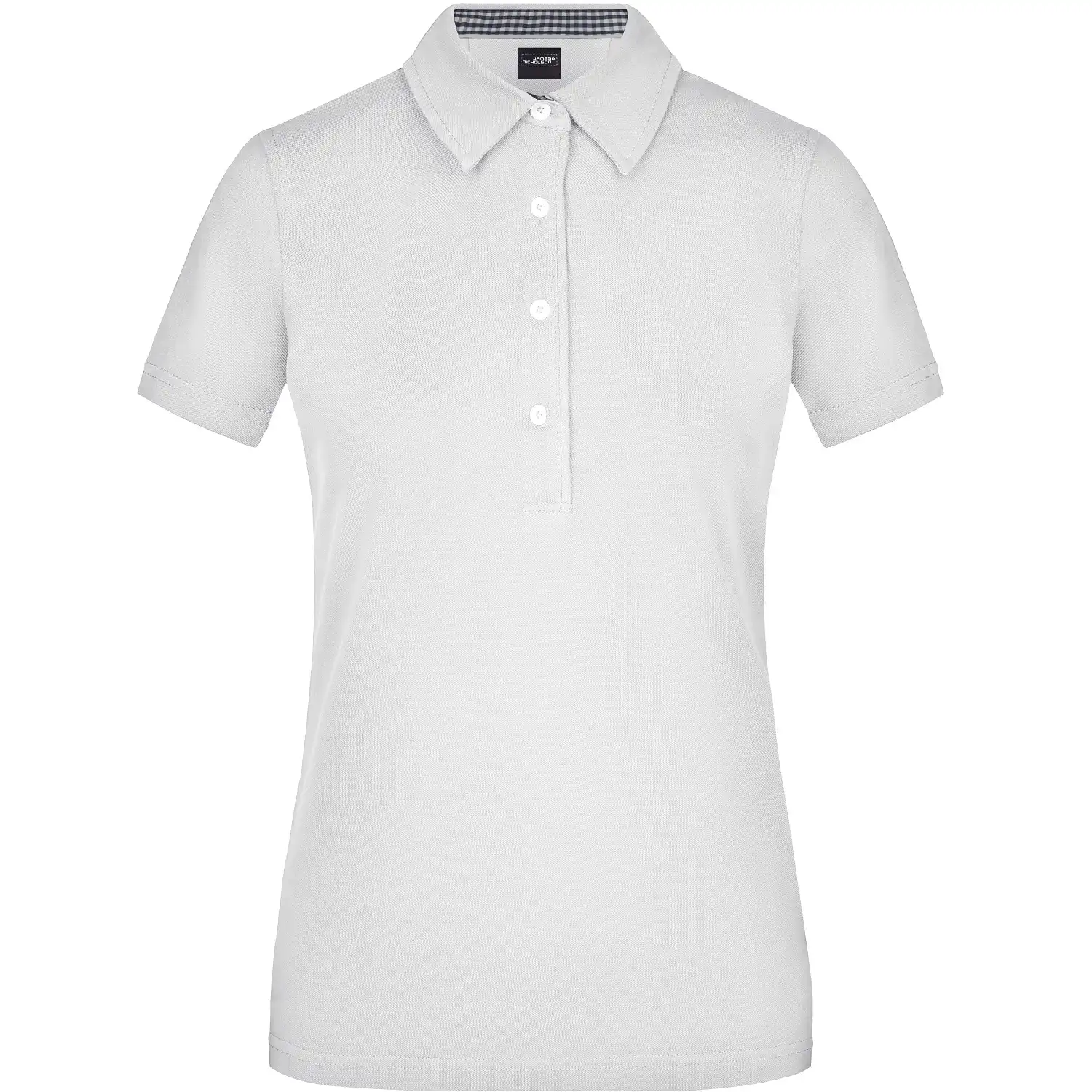 Damen Plain Polo-Shirt "JN969" in white/navy/white, L - Bild 1