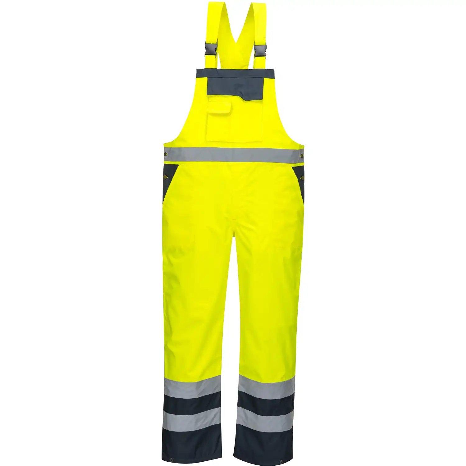 Warnschutz PU-Regen-Latzhose "S488" Kontrast in gelb/marine, M - Thumbnail 1