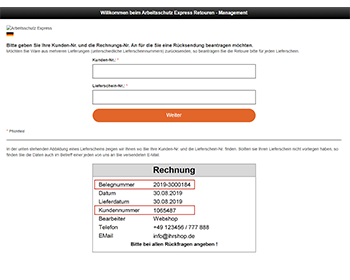 Retoure schritt 1
