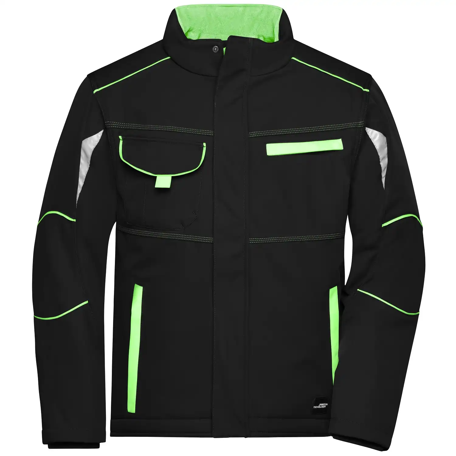 Funktions-Softshelljacke "JN853" in black/lime-green, L - Bild 1