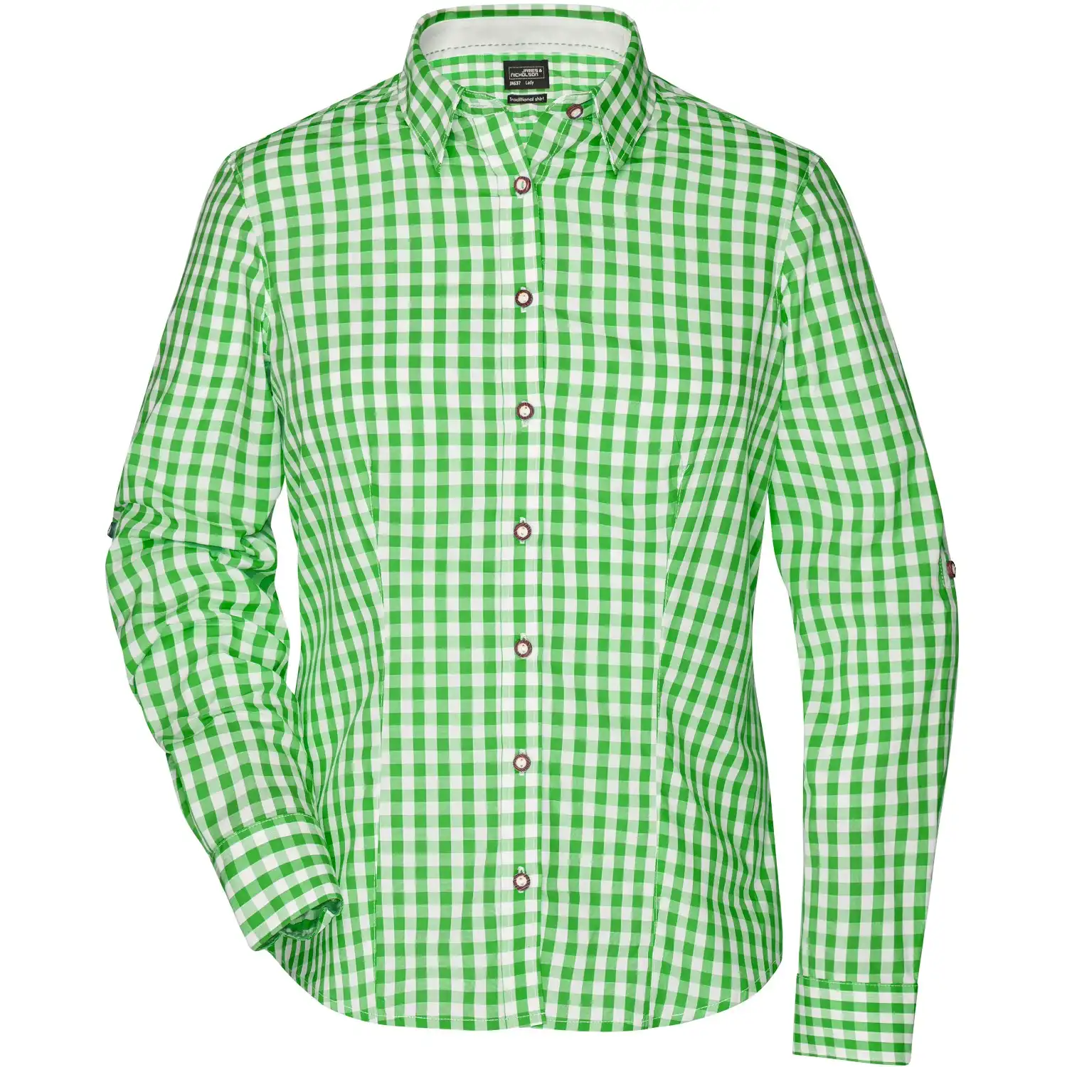 Damen-Bluse Trachtenlook "JN637" in green/white, L - Bild 1