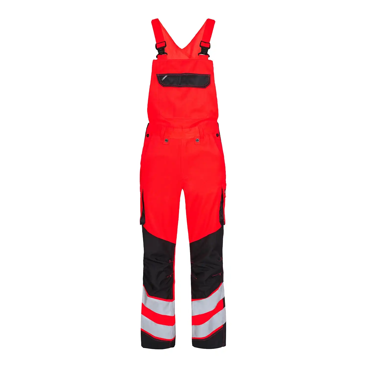 Warnschutz Latzhose "3545-319" Safety leicht Kl. 2 in rot/schwarz, 58 - Thumbnail 1