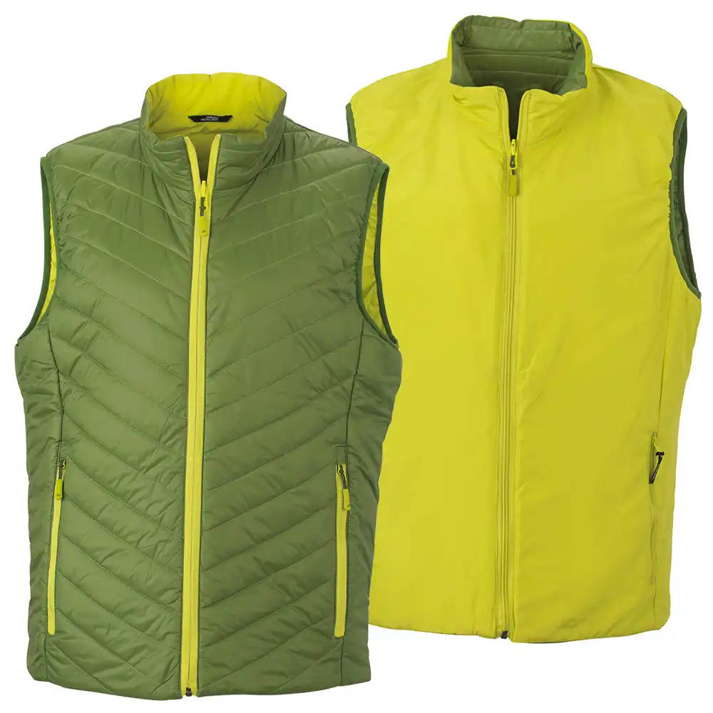 Wende Steppweste "JN1090" in jungle-green/acid-yellow, 3XL - Bild 1