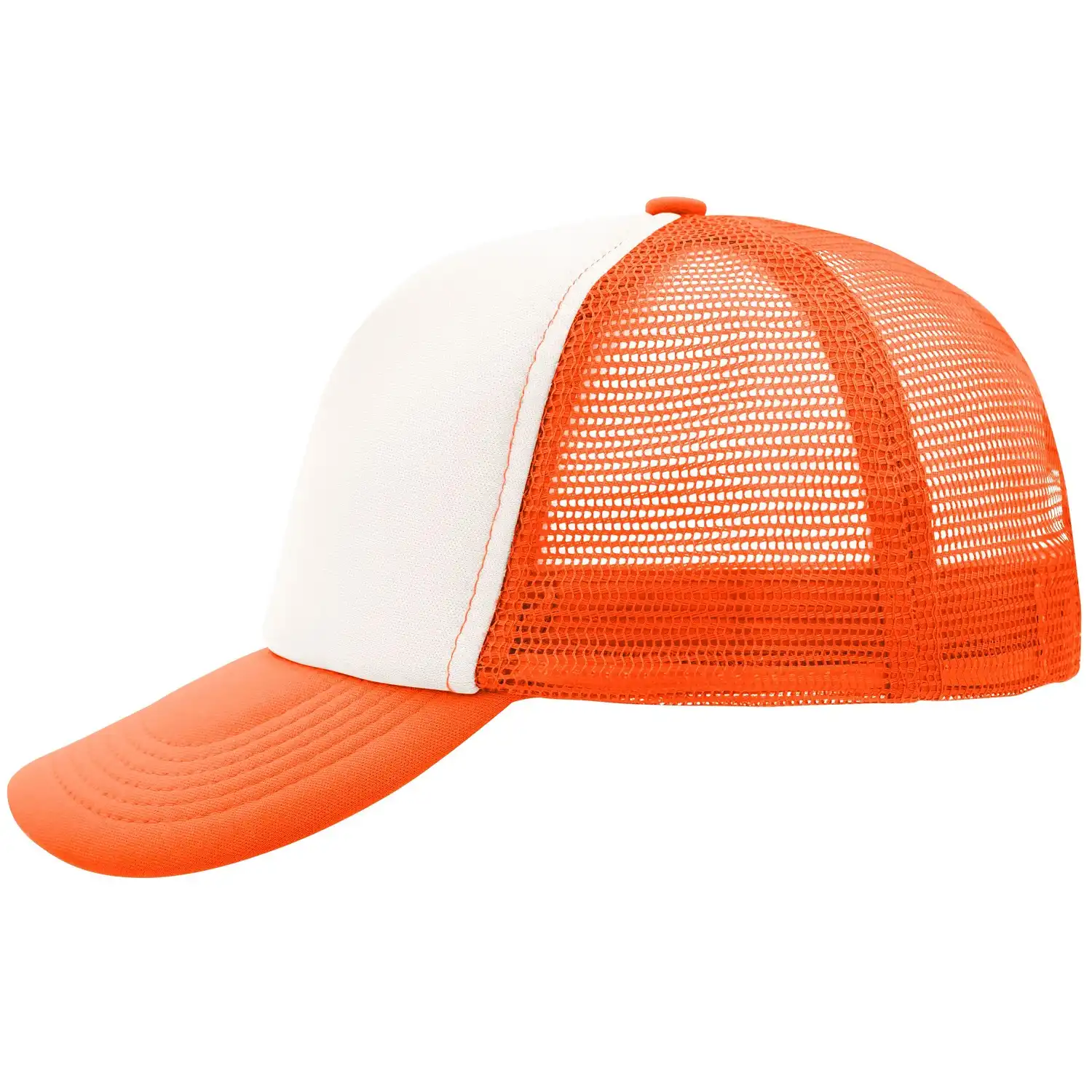 Mesh Basecap "MB070" 5-Panel-Polyester in white/neon-orange - Bild 1