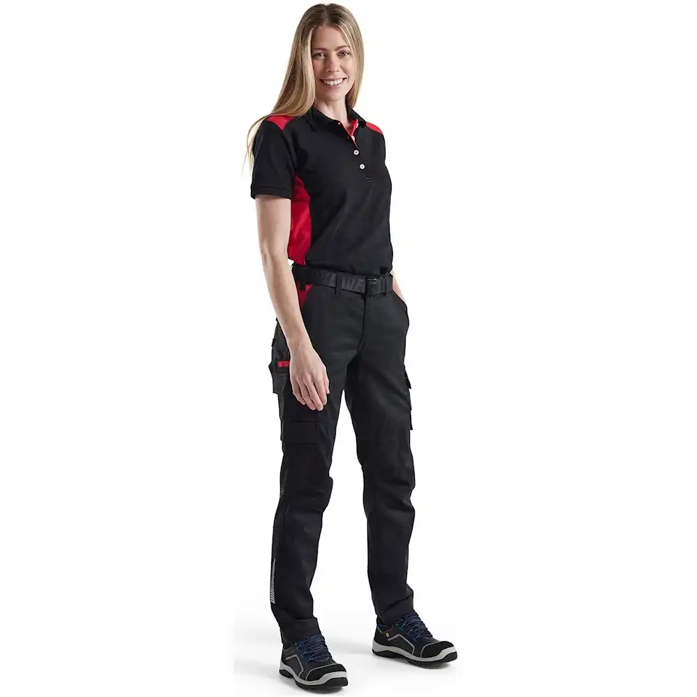 Damen Polo-Shirt "3390" in schwarz/rot, L - Thumbnail 3