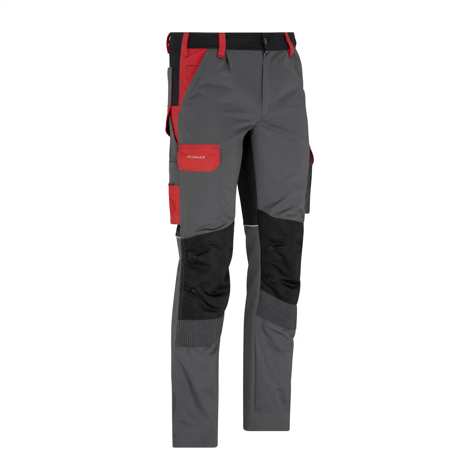 Bundhose "StretchZone® Canvas in grau/rot, 44 - kurz - Thumbnail 1