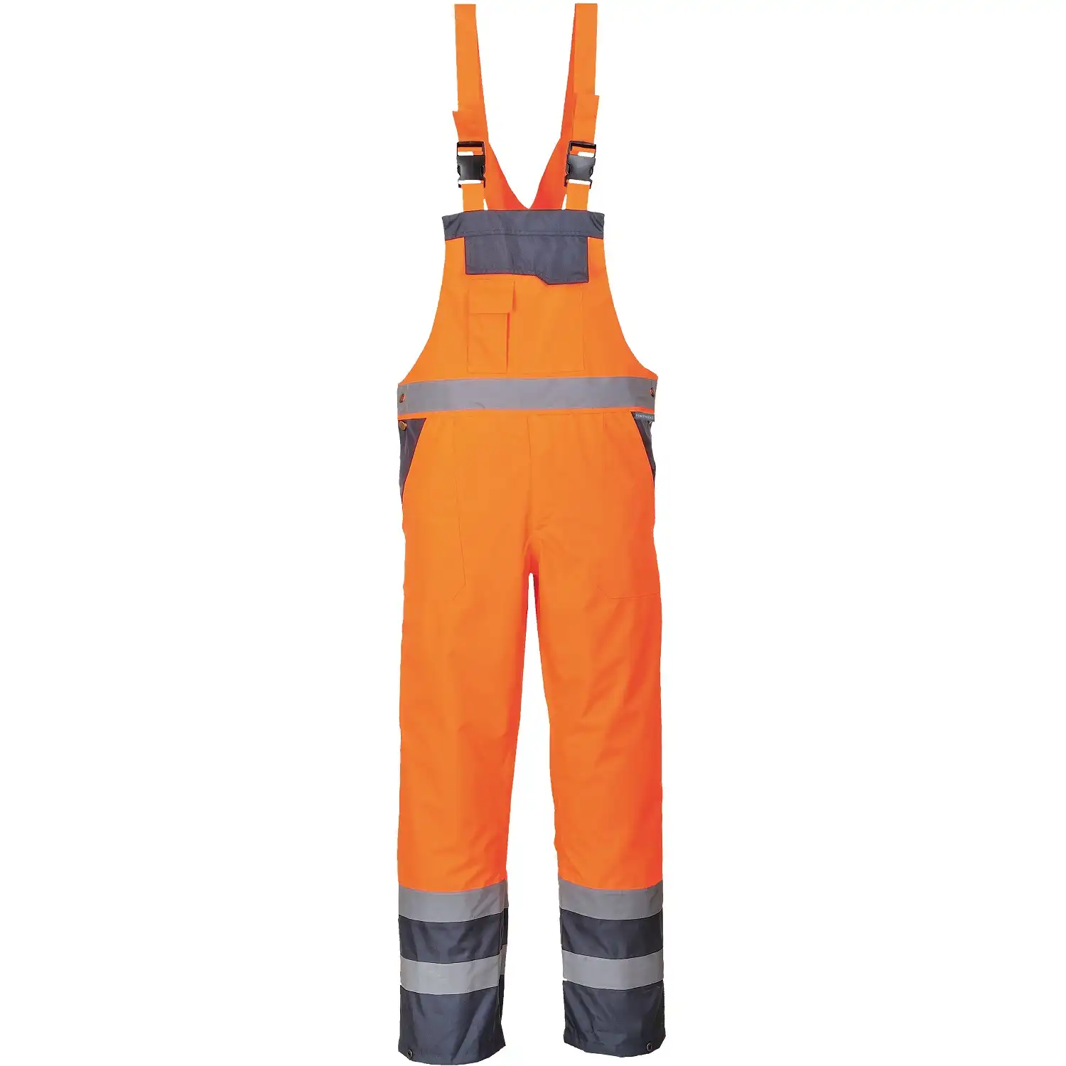 Warnschutz PU-Regen-Latzhose "S488" Kontrast in orange/marine, L - Bild 1
