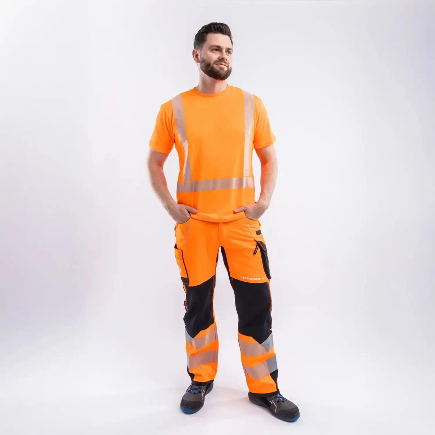  Arbeitshose "Grizzlyskin Warnschutz" in orange/schwarz, N72 - Thumbnail 5