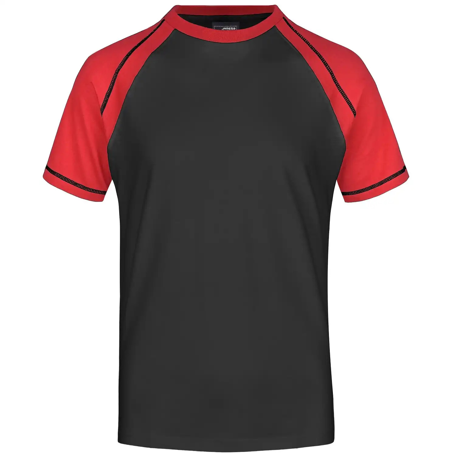 Raglan T-Shirt "JN010" in black/red, 3XL - Bild 1