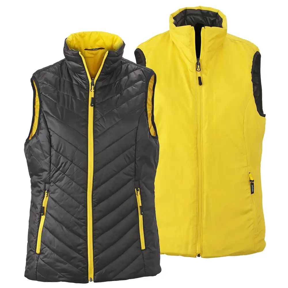 Damen Wende-Steppweste "JN1089" in black/yellow, L - Bild 1