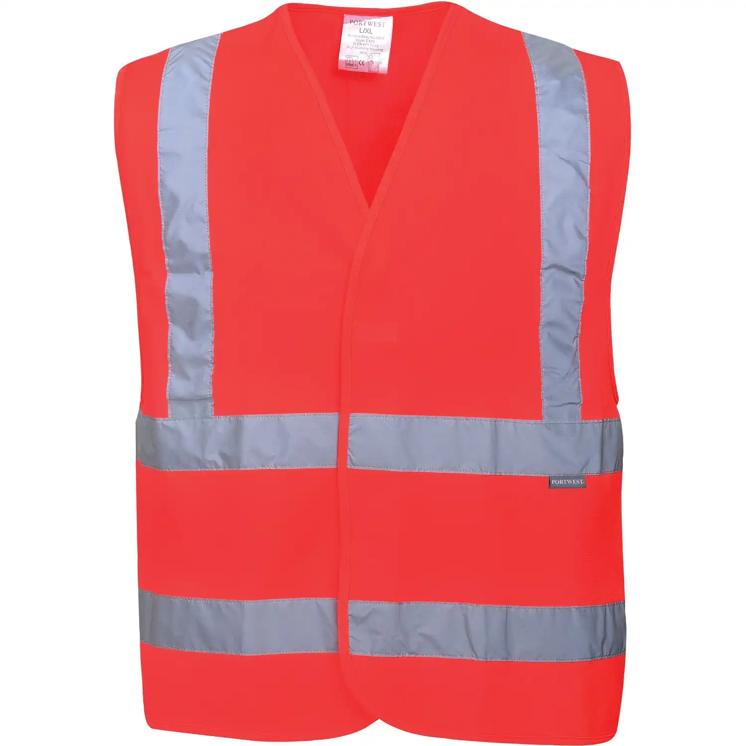 Warnweste 100% Polyester "C470" Kl. 2 in L/XL, Rot - Bild 1