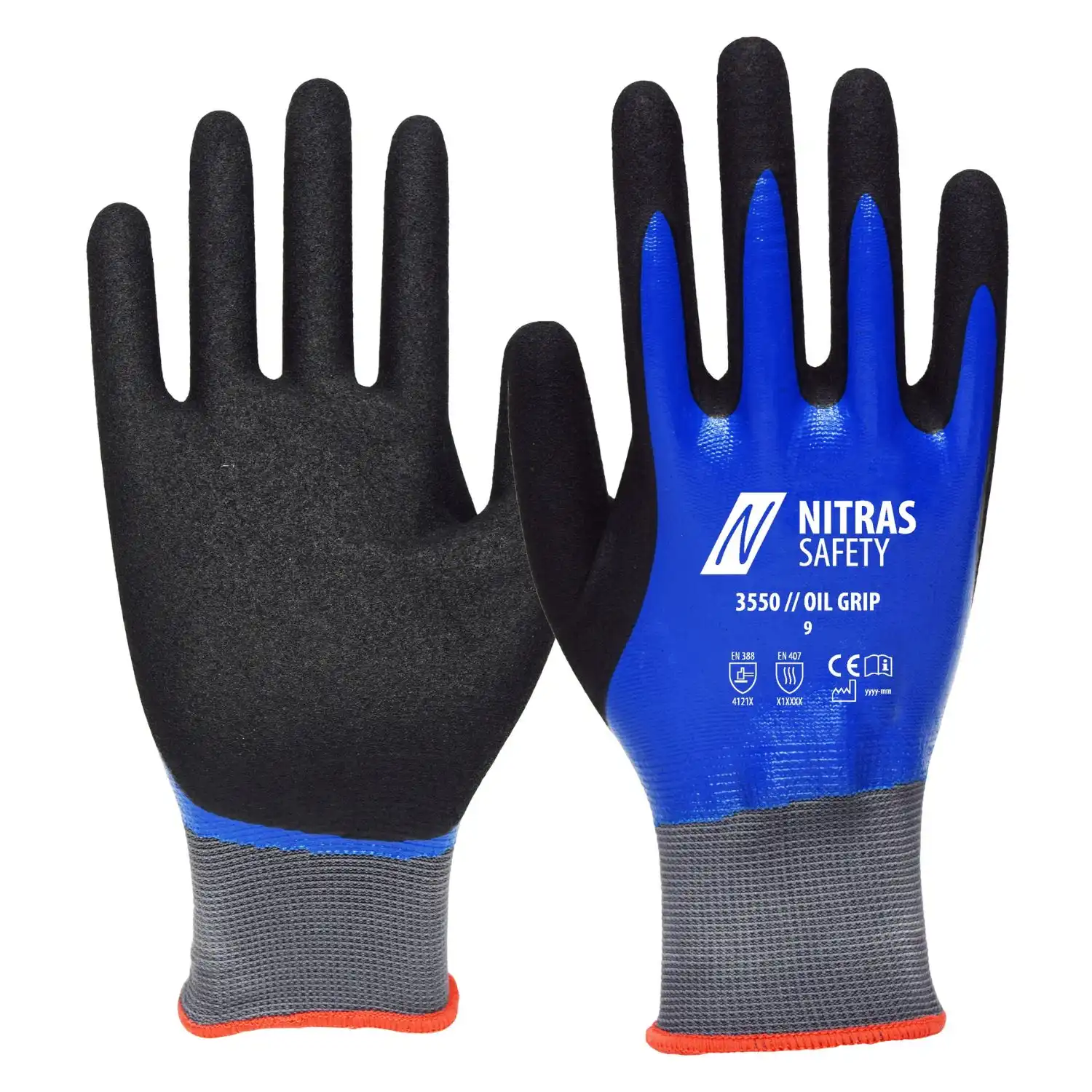 Nylonhandschuhe Nitrilbeschichtet "OIL GRIP" in 9 (L) - Thumbnail 1