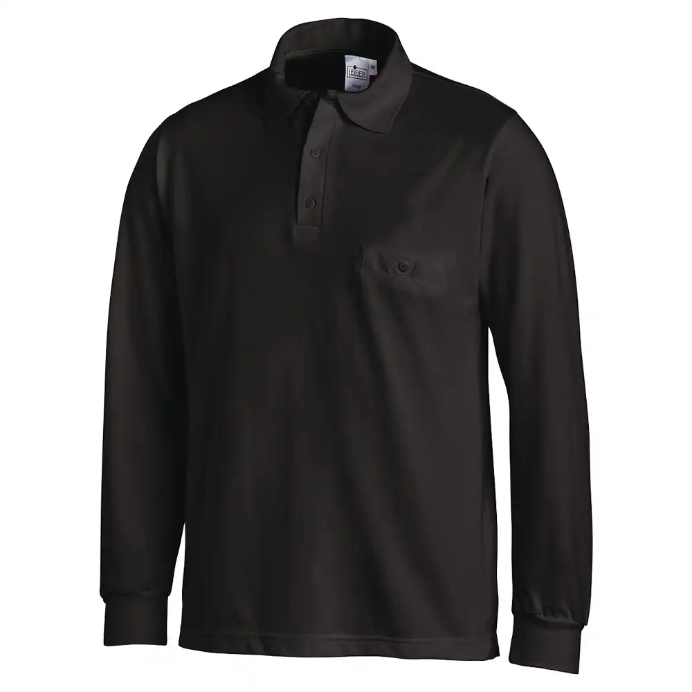 Langarm-Poloshirt "08/841" in schwarz, 3XL - Bild 1
