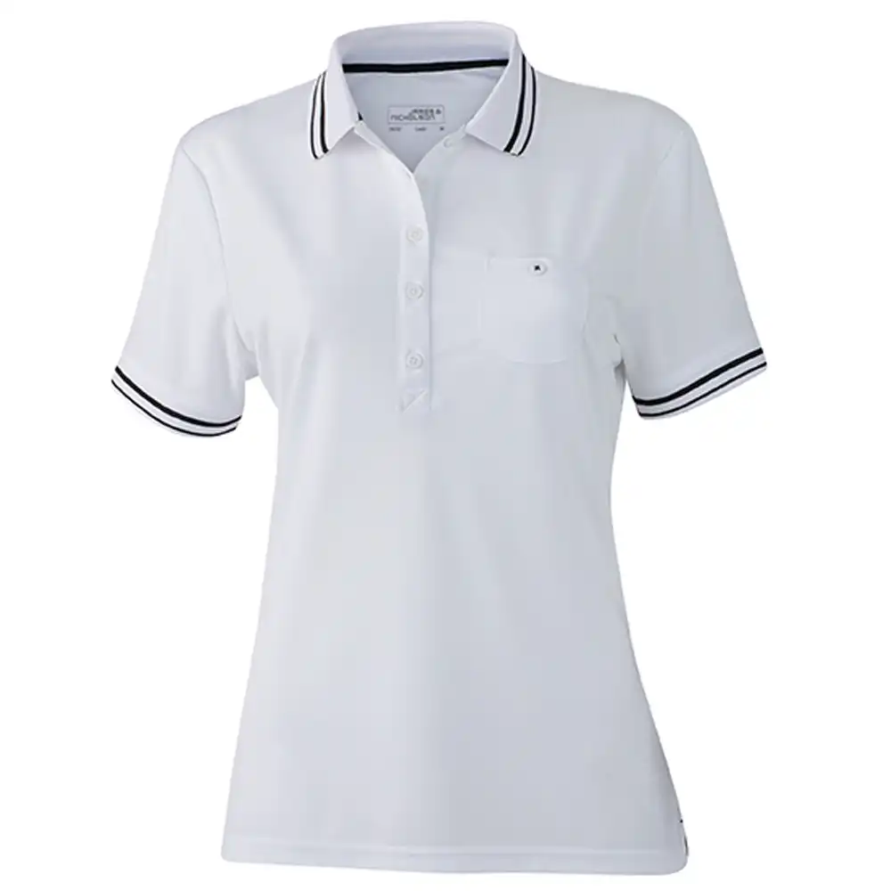 Damen Polo-Shirt "JN701" in white/black, L - Bild 1