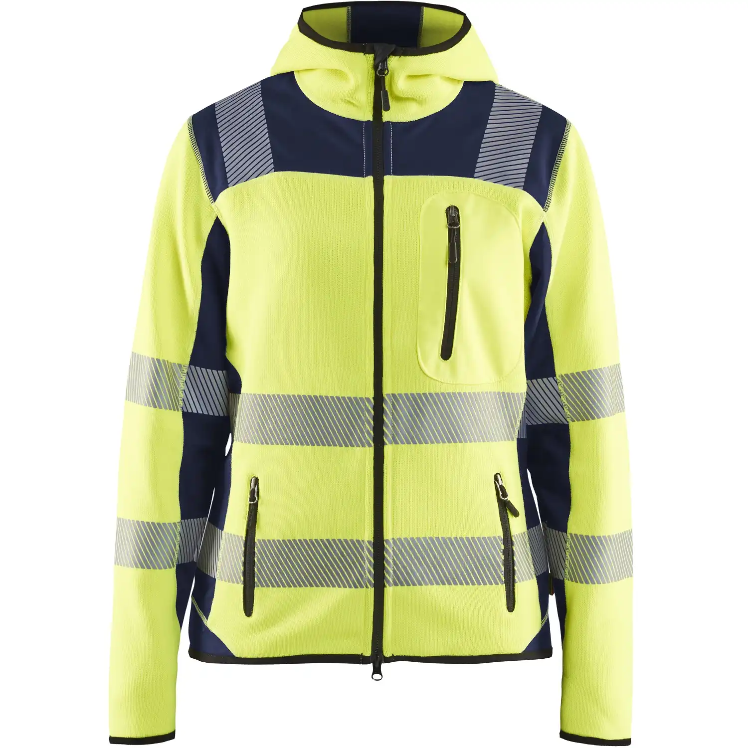 Damen Warnschutz Strickjacke "4967" in gelb/marine, 3XL - Thumbnail 1