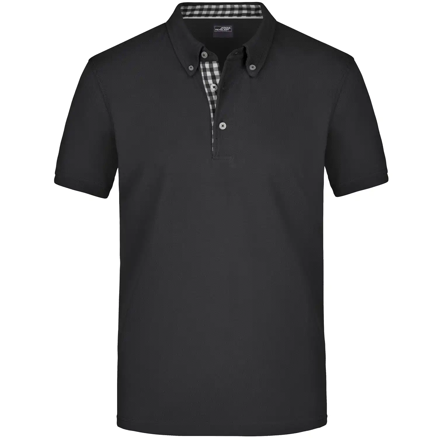 Polo-Shirt Plain "JN964" in black/black-white, 3XL - Bild 1