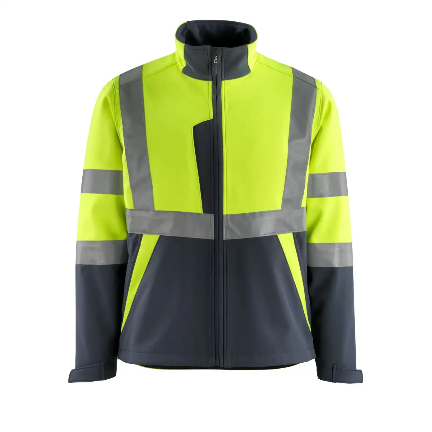 Warn-Softshelljacke "KIAMA" Safe Light in gelb/schwarzblau, XXL - Thumbnail 1