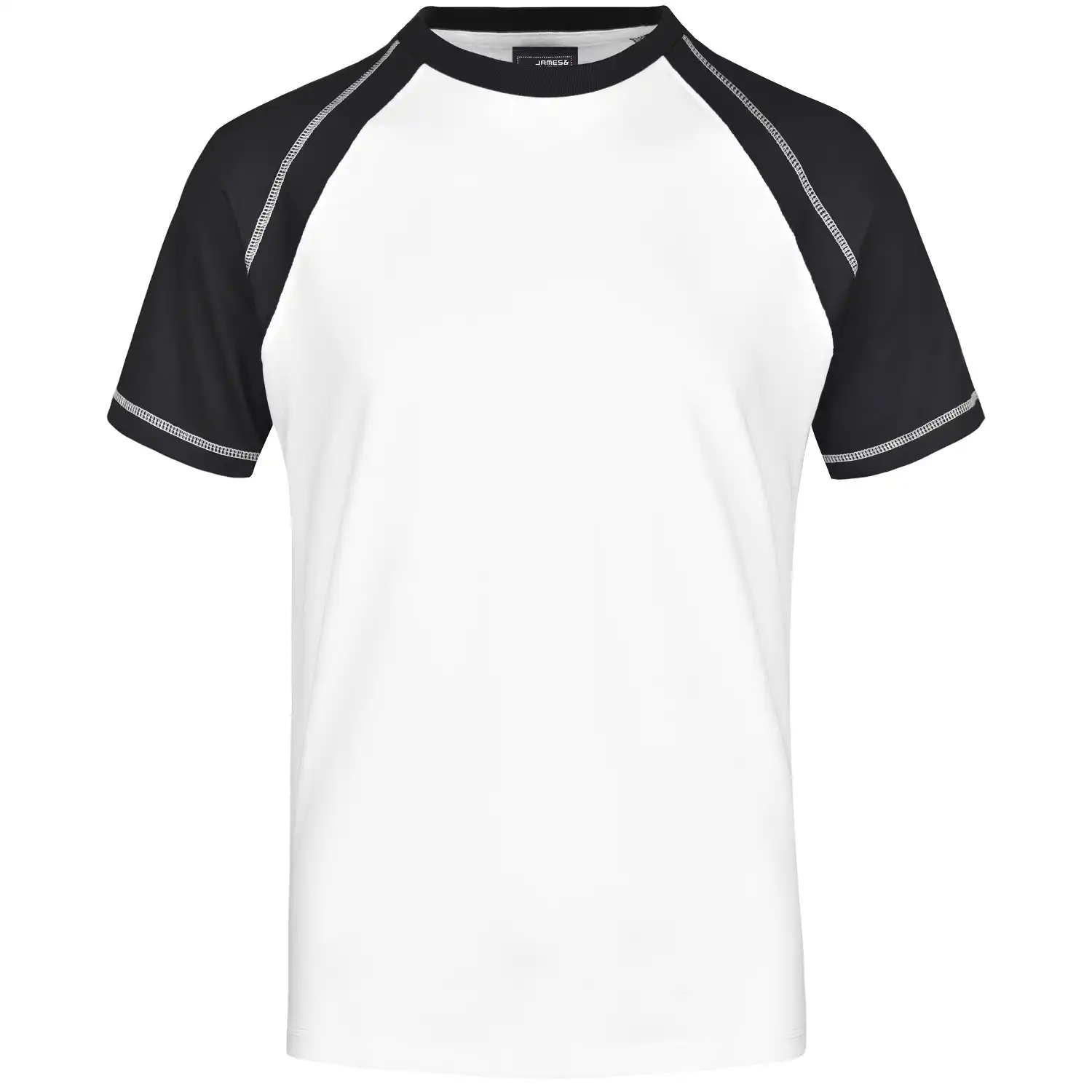 Raglan T-Shirt "JN010" in white/black, 3XL - Bild 1