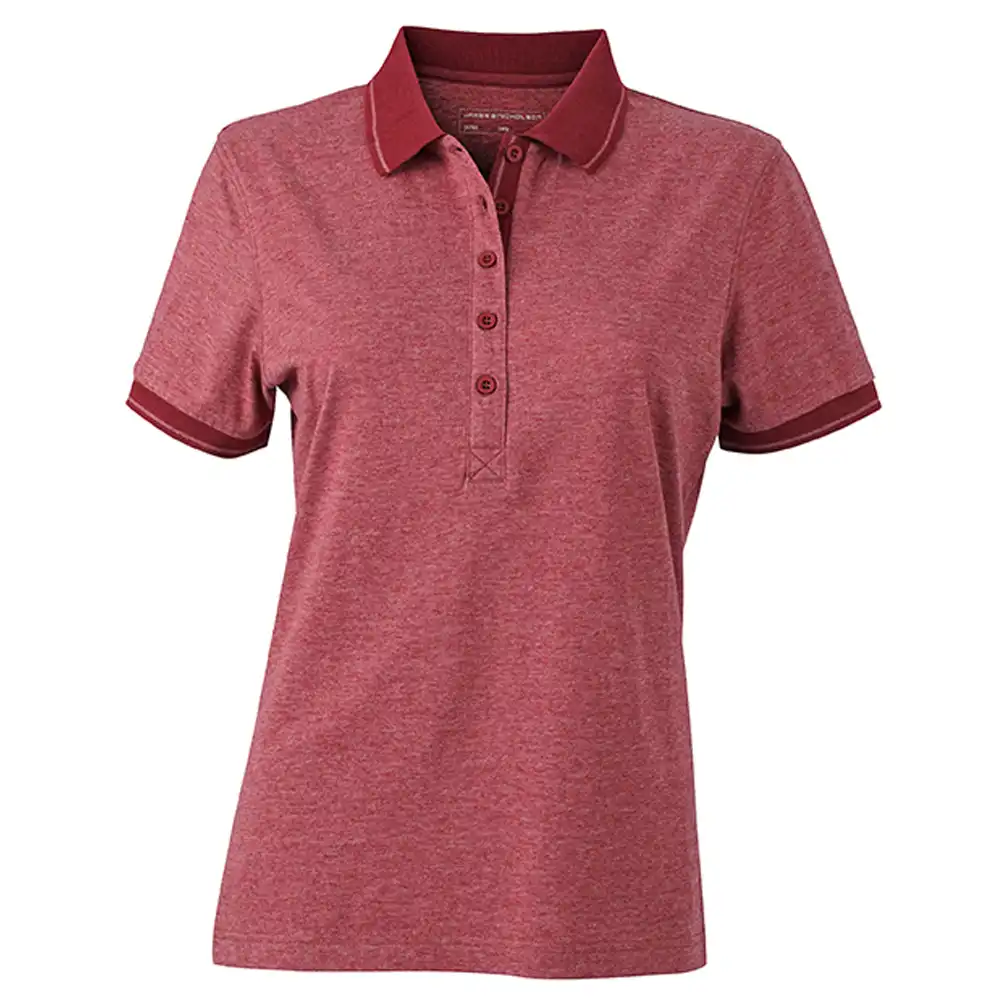 Damen Polo-Shirt Melange "JN705" in wine-melange/wine, M - Bild 1