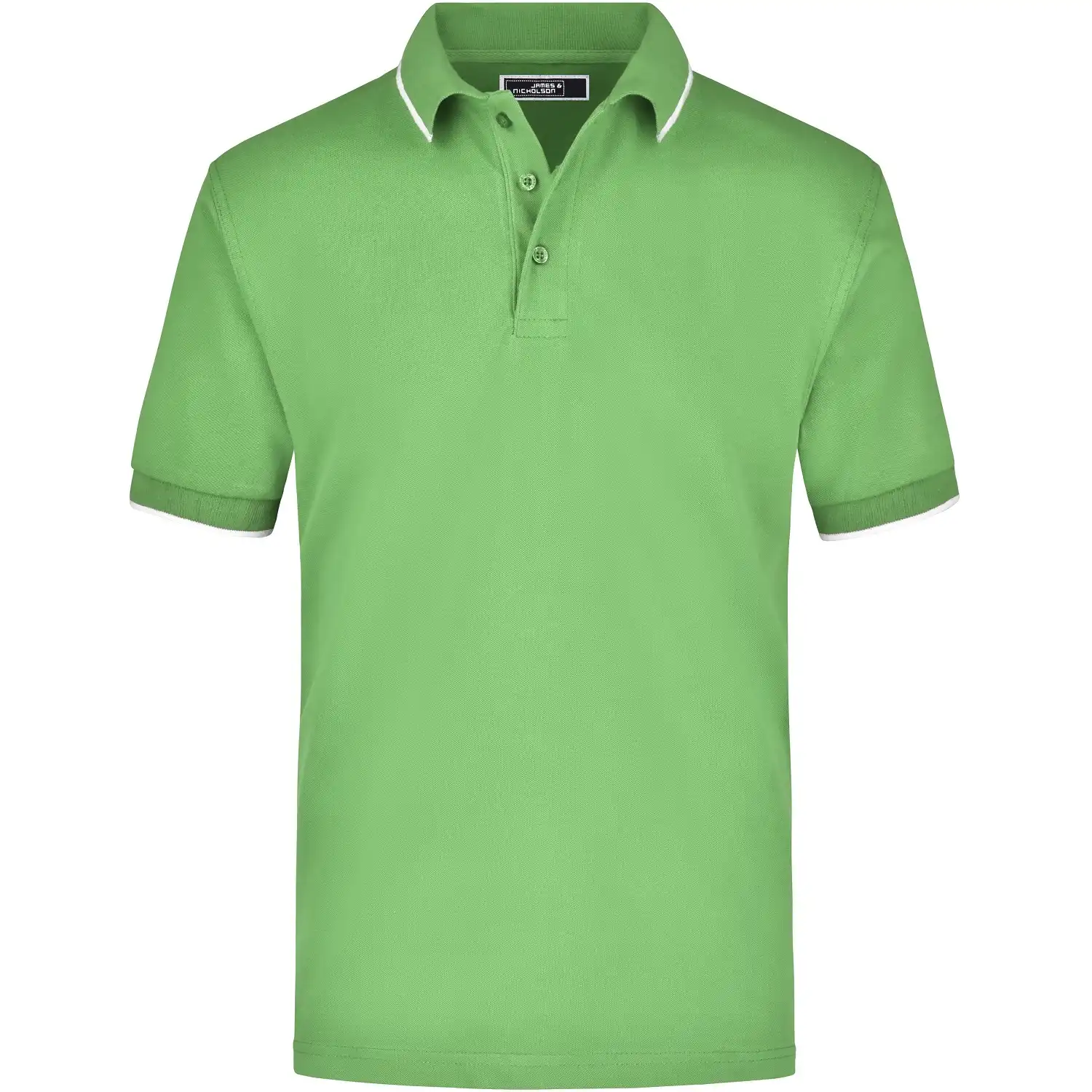 Poloshirt Tipping "JN034" in lime-green/white, S - Bild 1