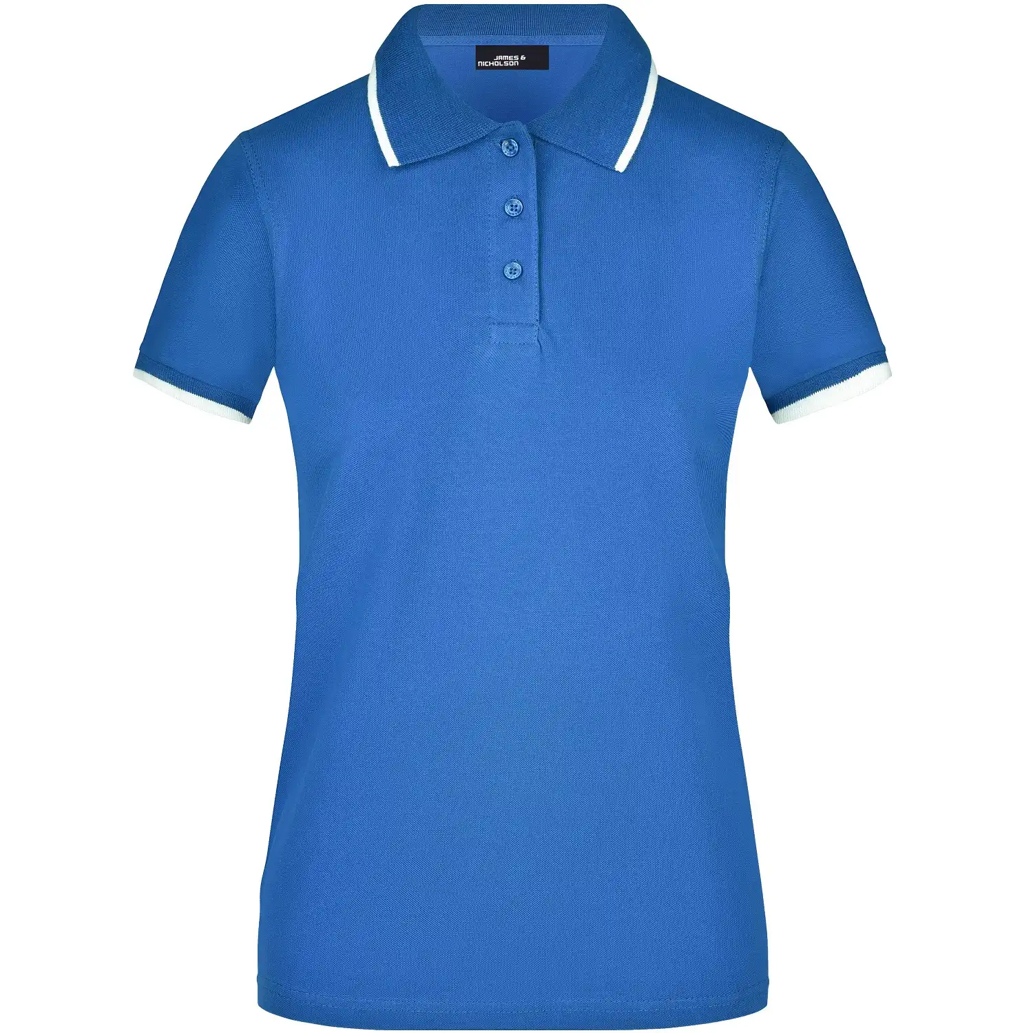 Damen Polo-Shirt Tipping "JN934" in royal/white, L - Bild 1