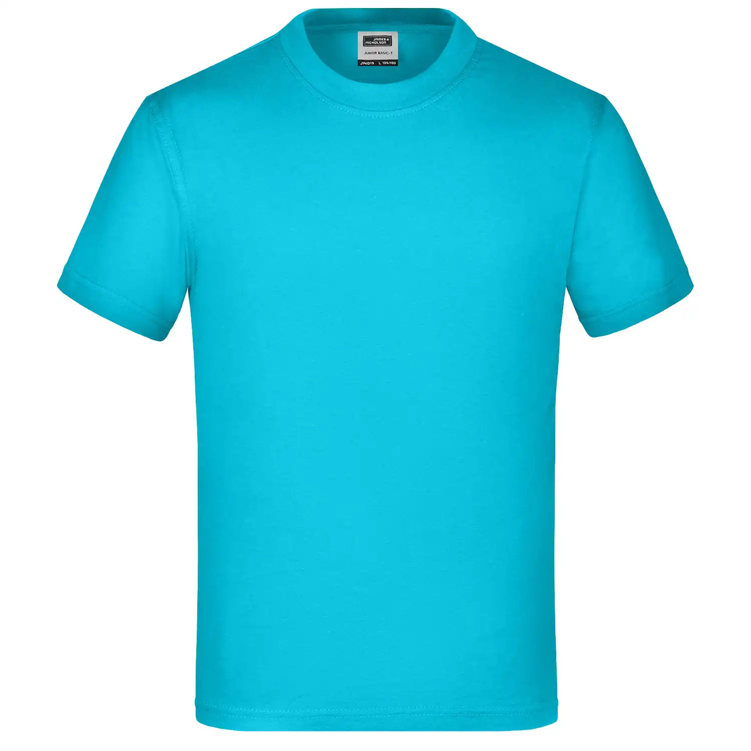 Kinder T-Shirt Basic-T "JN019" in turquoise, XS - Bild 1