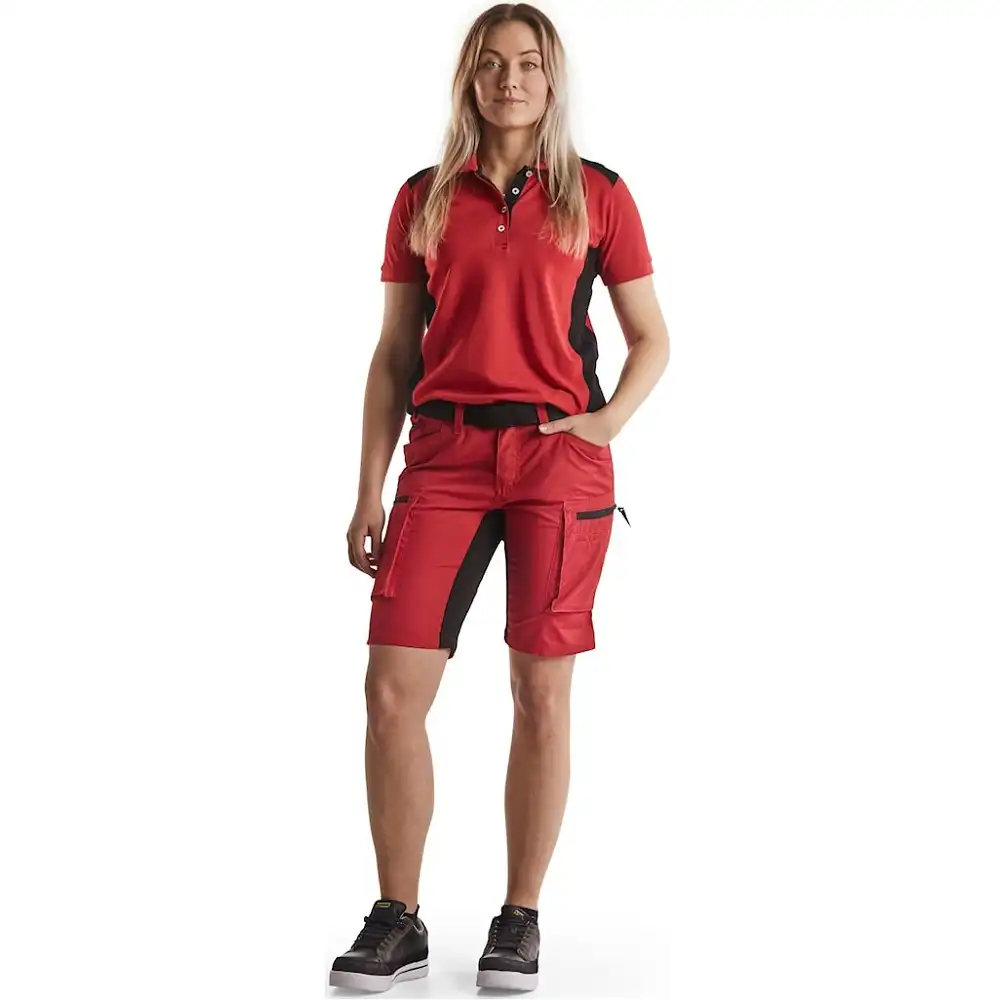 Damen Polo-Shirt "3390" in rot/schwarz, M - Thumbnail 3
