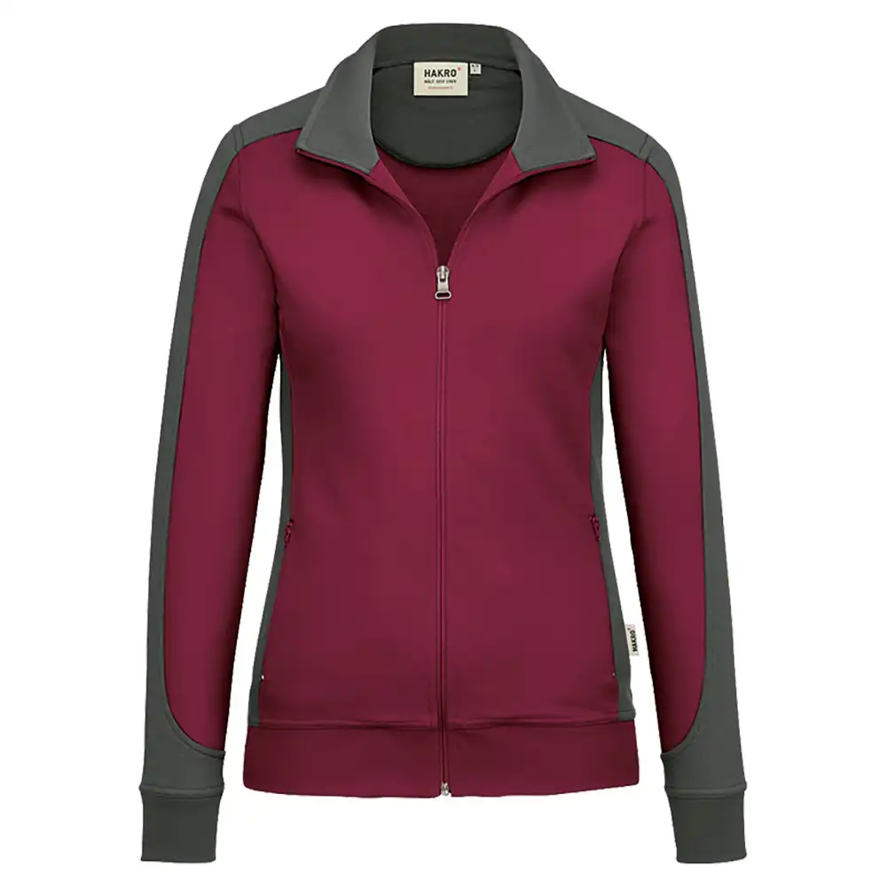Damen Sweatjacke "CONTRAST PERFORMANCE" 277 in weinrot, L - Bild 1