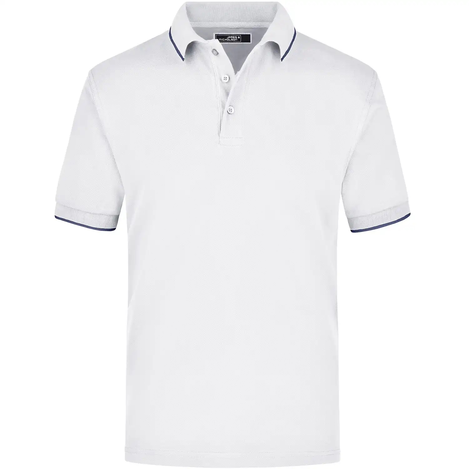 Poloshirt Tipping "JN034" in white/navy, XXL - Bild 1