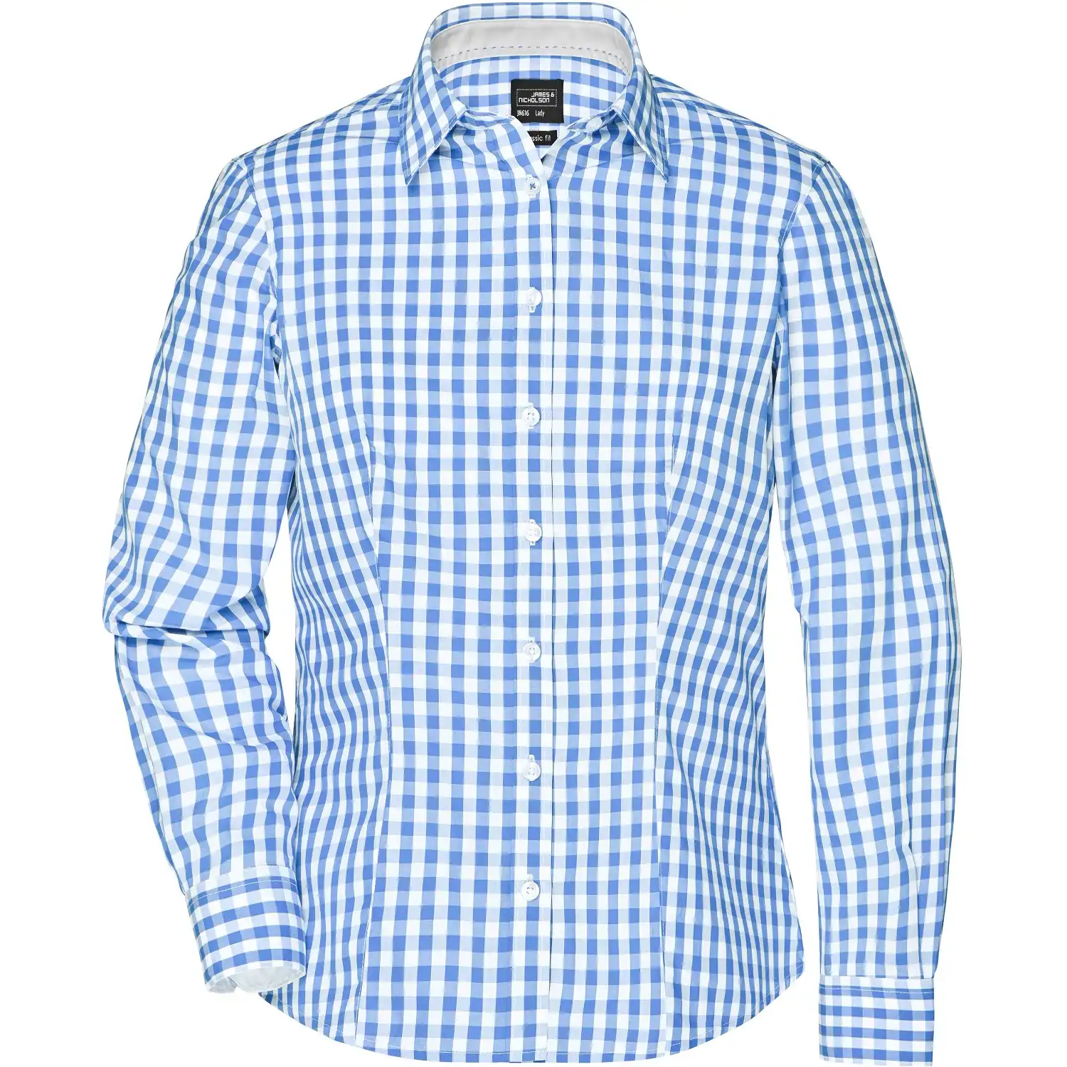 Damen Karo-Bluse "JN616" in glacier-blue/white, XL - Bild 1