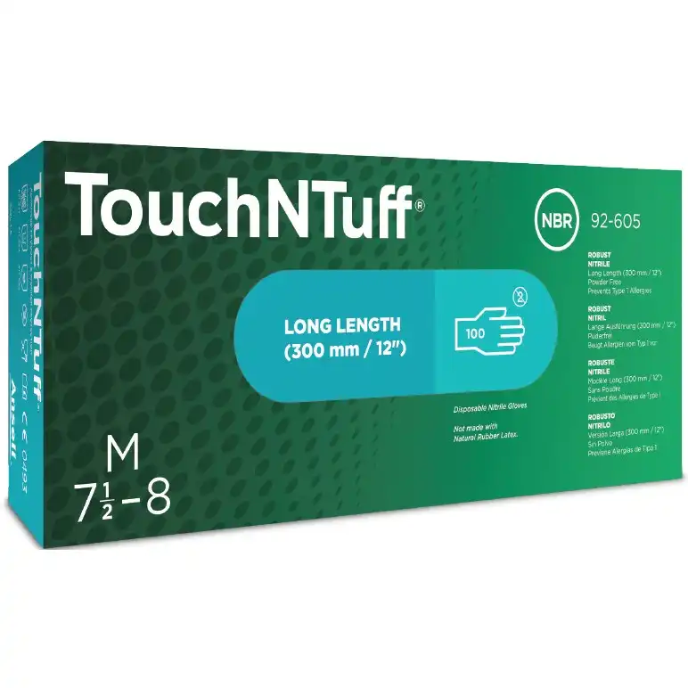 Nitril Einweghandschuhe TouchNTuff® 92-605 | 100 Stück pro Box in M - Thumbnail 1