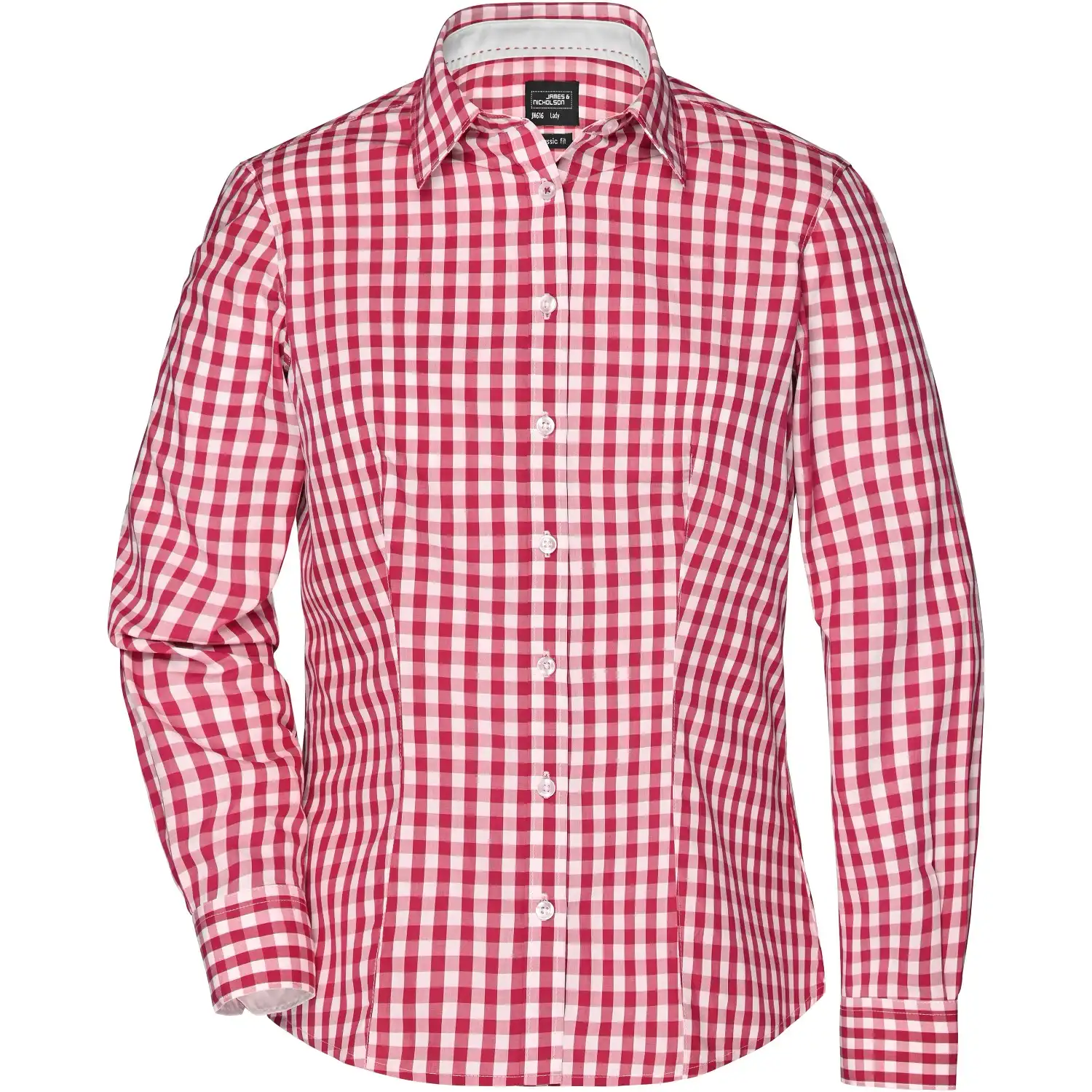 Damen Karo-Bluse "JN616" in red/white, L - Bild 1